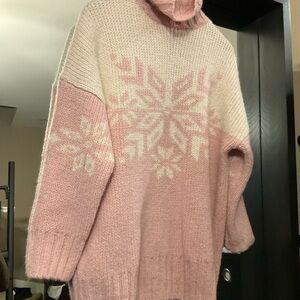 (Sue) B1G1 New w/ tags J. Crew Pink and Cream Cowl Neck Sweater